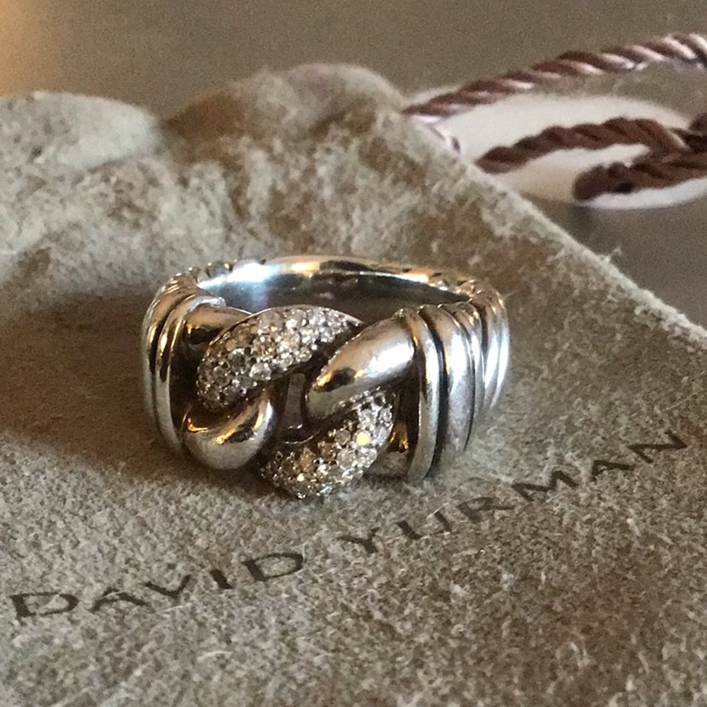 David Yurman, Silver and diamond Ring, Size 7